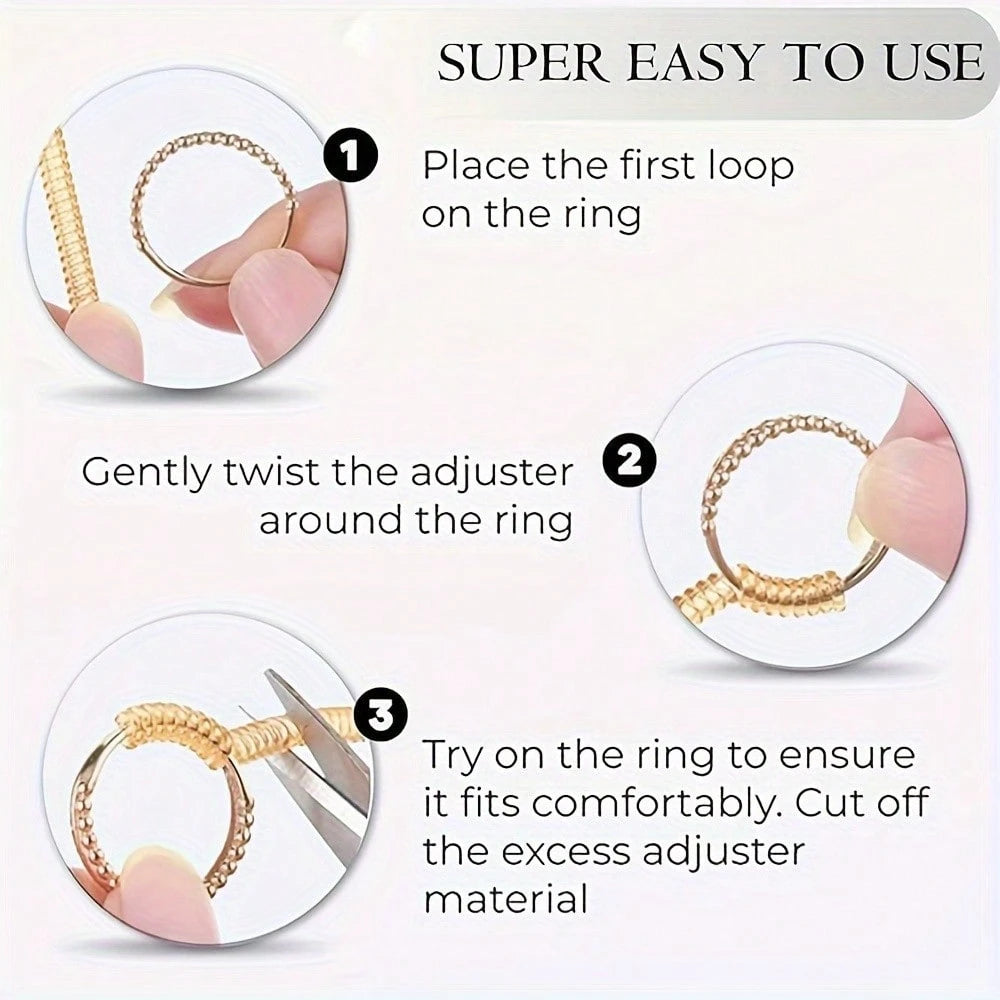 Silicone Ring Sizer With Protective Cover- Flexible Invisible Spiral Tightener For Loose Rings, Ringfit Adjuster Without Power, Transparent Ring Sizer Accessory Kit