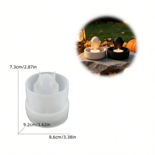 SILIKE LUFEI 1pc/2pcs Halloween Ghost Storage Candle Holder Decor Mold, Clay Silicone Mold For Resin, Plaster, Candle, Aromatherapy Products, Home Decor Display