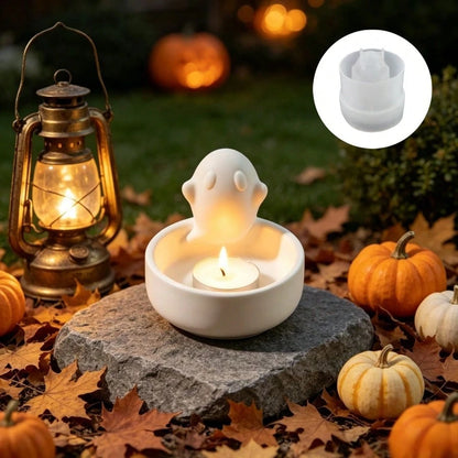 SILIKE LUFEI 1pc/2pcs Halloween Ghost Storage Candle Holder Decor Mold, Clay Silicone Mold For Resin, Plaster, Candle, Aromatherapy Products, Home Decor Display