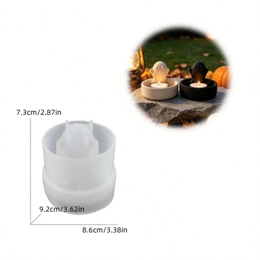 SILIKE LUFEI 1pc/2pcs Halloween Ghost Storage Candle Holder Decor Mold, Clay Silicone Mold For Resin, Plaster, Candle, Aromatherapy Products, Home Decor Display