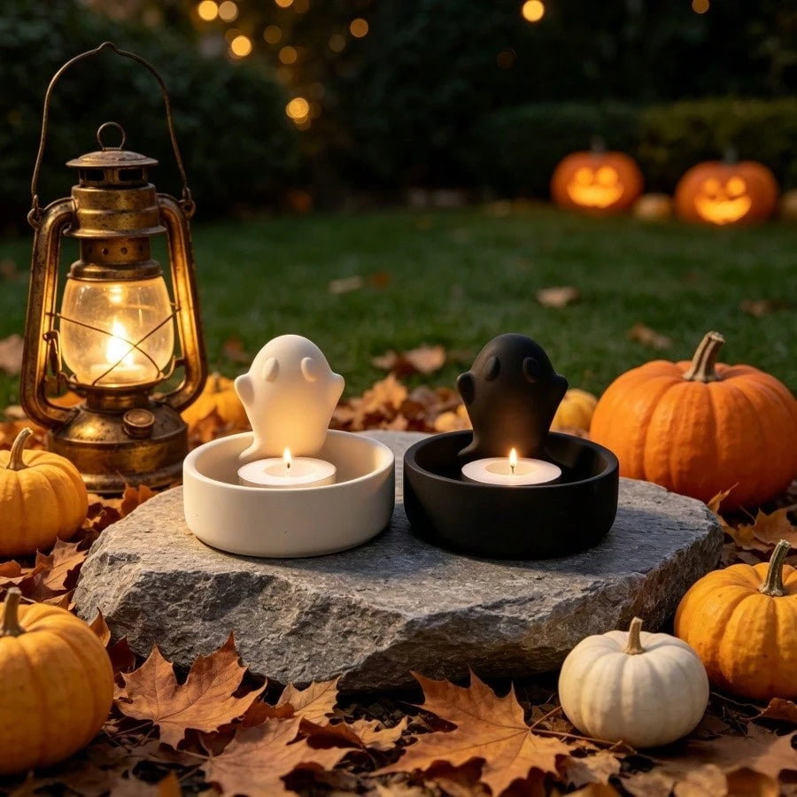 SILIKE LUFEI 1pc/2pcs Halloween Ghost Storage Candle Holder Decor Mold, Clay Silicone Mold For Resin, Plaster, Candle, Aromatherapy Products, Home Decor Display