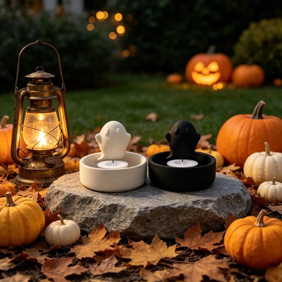 SILIKE LUFEI 1pc/2pcs Halloween Ghost Storage Candle Holder Decor Mold, Clay Silicone Mold For Resin, Plaster, Candle, Aromatherapy Products, Home Decor Display