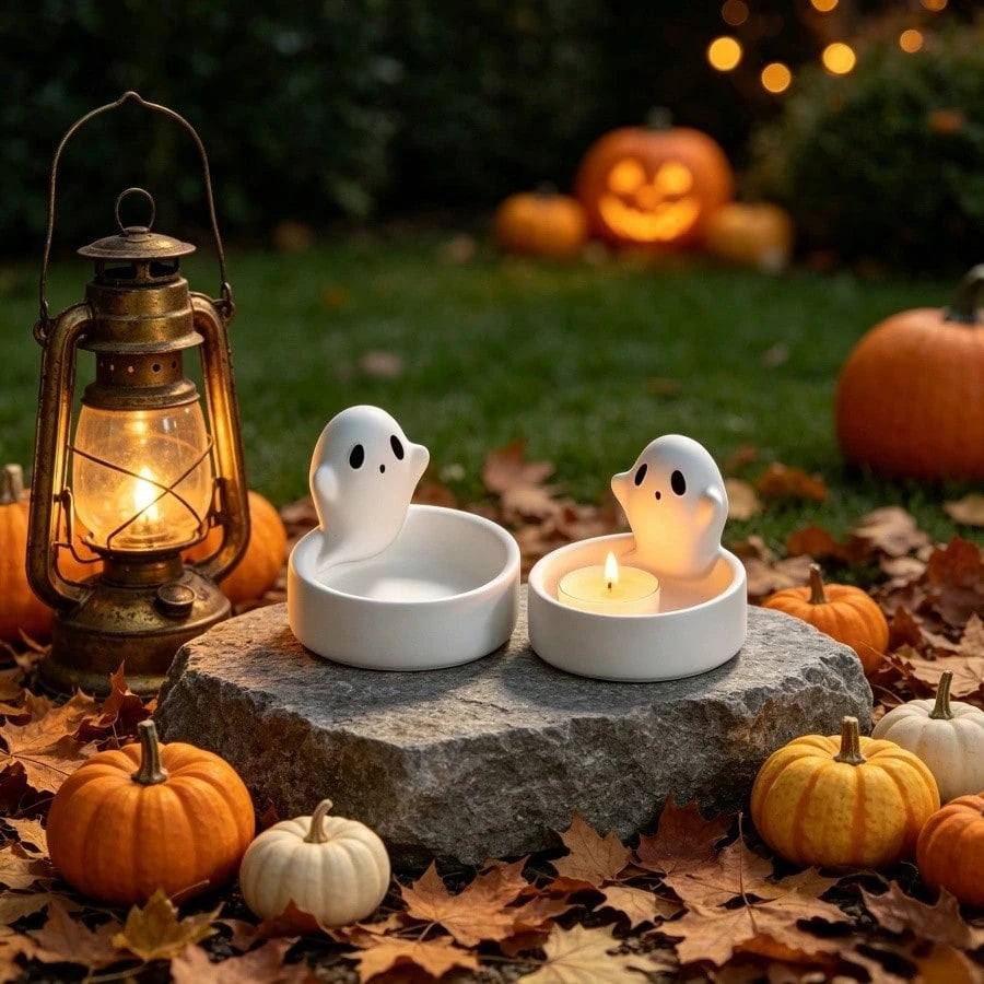 SILIKE LUFEI 1pc/2pcs Halloween Ghost Storage Candle Holder Decor Mold, Clay Silicone Mold For Resin, Plaster, Candle, Aromatherapy Products, Home Decor Display