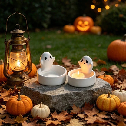 SILIKE LUFEI 1pc/2pcs Halloween Ghost Storage Candle Holder Decor Mold, Clay Silicone Mold For Resin, Plaster, Candle, Aromatherapy Products, Home Decor Display