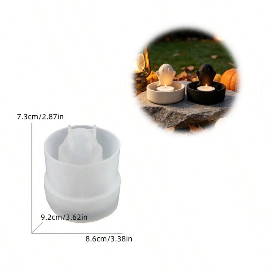 SILIKE LUFEI 1pc/2pcs Halloween Ghost Storage Candle Holder Decor Mold, Clay Silicone Mold For Resin, Plaster, Candle, Aromatherapy Products, Home Decor Display