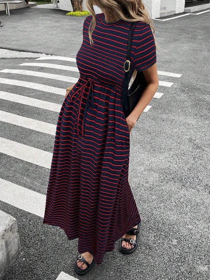Siren Gaze Women's Casual Striped Mid-Length Dress, Summer