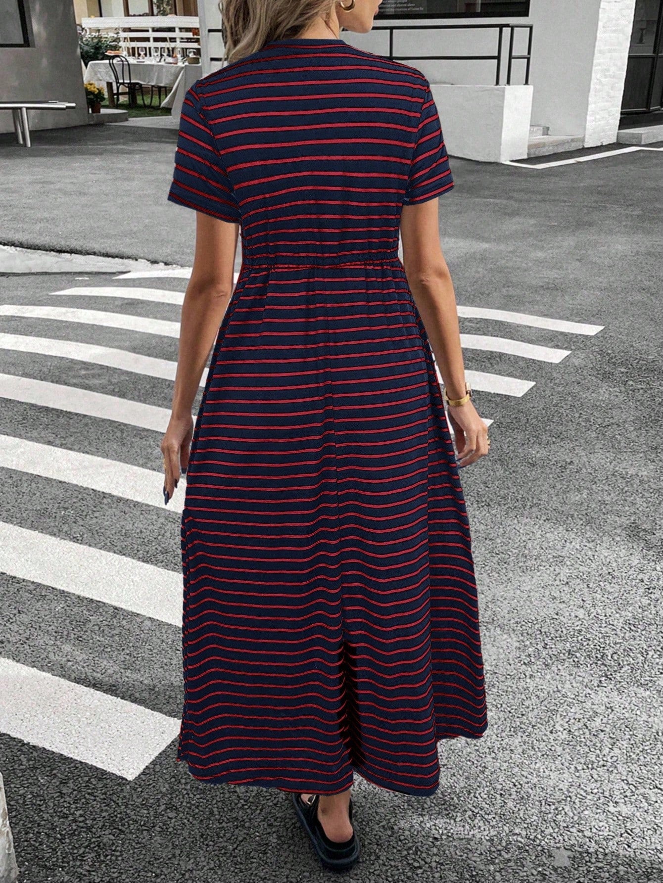 Siren Gaze Women's Casual Striped Mid-Length Dress, Summer