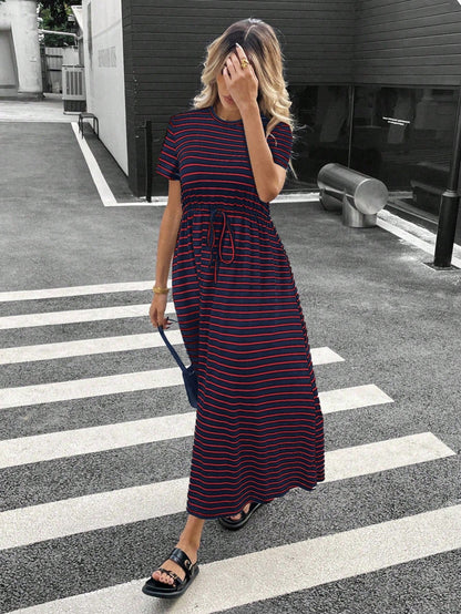 Siren Gaze Women's Casual Striped Mid-Length Dress, Summer
