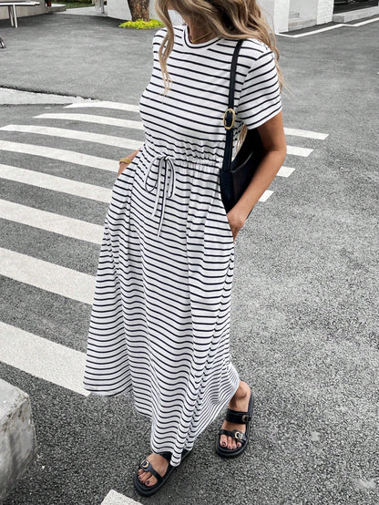 Siren Gaze Women's Casual Striped Mid-Length Dress, Summer