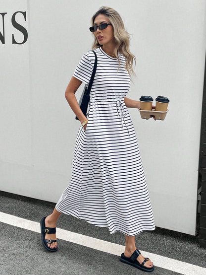 Siren Gaze Women's Casual Striped Mid-Length Dress, Summer