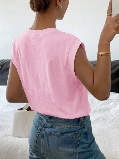 Siren Gaze Women's Solid Color Casual Modest Versatile Daily Outing Everyday T-Shirt Soft Pink Summer
