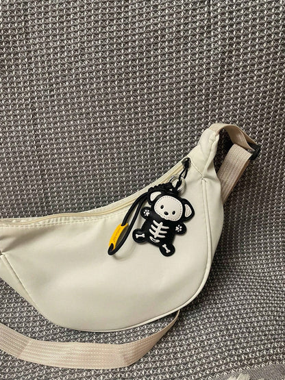 Skeleton Animal Bag Charm Keychain, Black And White Zinc Alloy Key Ring, Gothic Style Backpack Pendant, INS Style Handbag Accessory, Halloween Gift