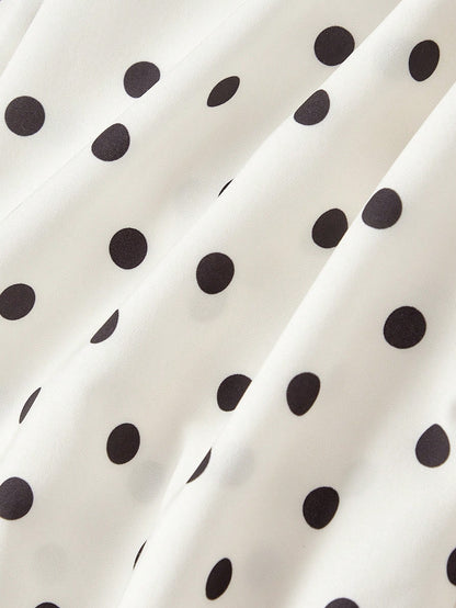 Skyraze Women's Black White Polka Dot Summer Sleeveless Midi Dress,1960s Vintage Picnic Holiday,Elegant 1950s A Line Party,Wedding Guest & Graduation Dress