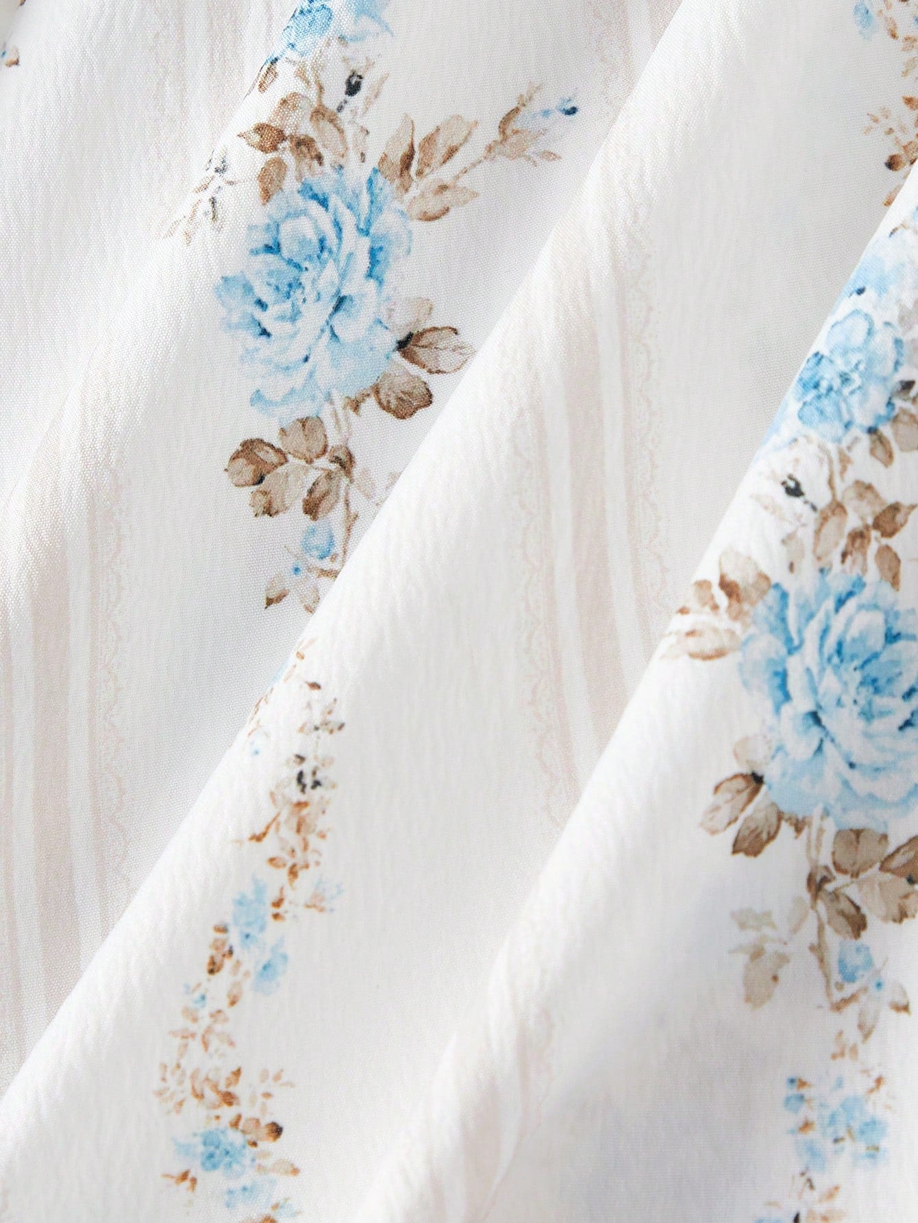 Skyraze Women's Retro Blue & White Wallpaper Print Petal Sleeve Midi Dress,Off-White Square Neck,Puff Sleeves A-Line,Summer,Modest,Picnic,Wedding Guest Dress