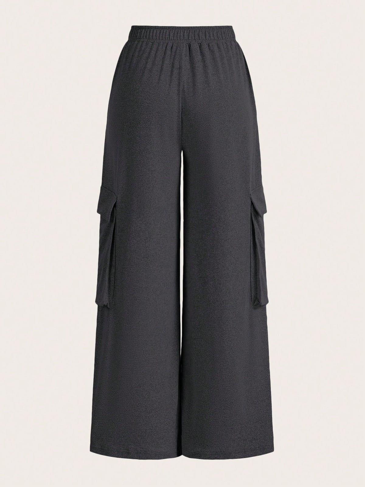 Slaydiva Casual Cargo Style Pocket Wide Leg Floral Gray Women's Trousers-C