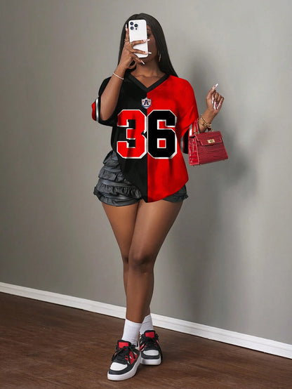 Slaydiva Casual Minimalist Letter & Numeral Graphic 14 Design Women T-Shirt, Suitable For Summer