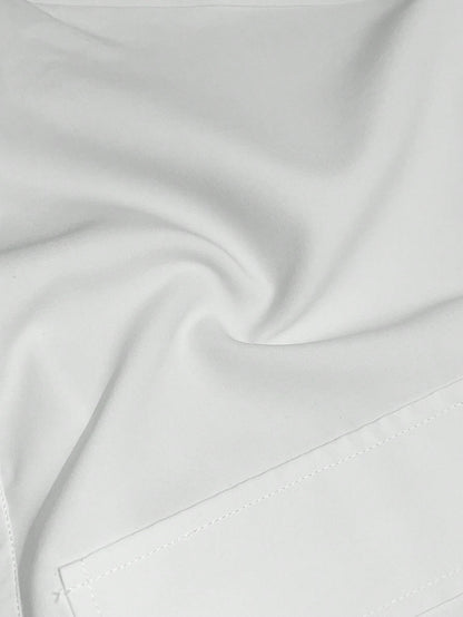 Slaydiva Women Casual Streetwear White Polo Collar Pocket Cropped Top