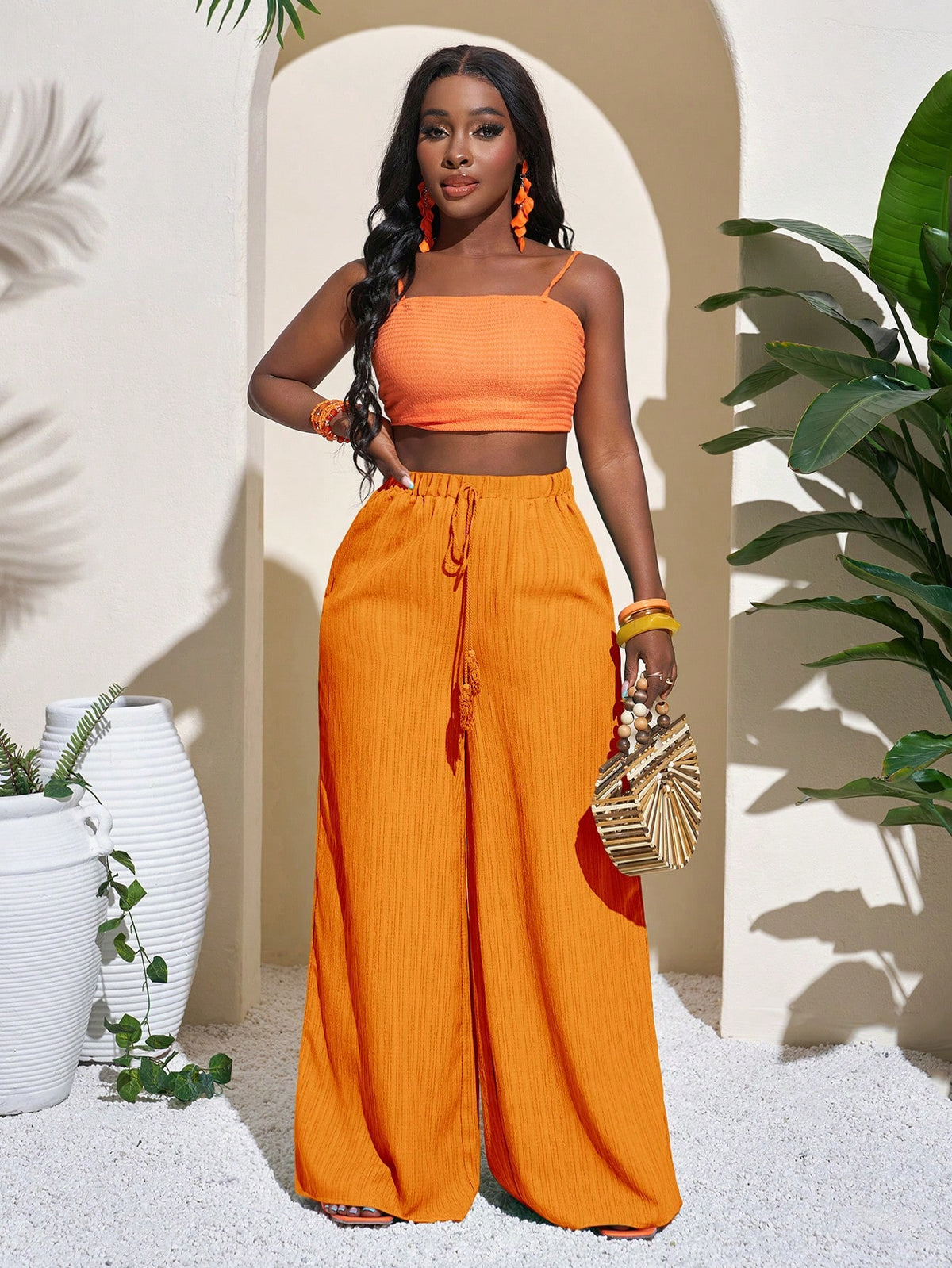 Slaydiva Women's Full Length Geometric Green Resort Pants, Casual Vacation