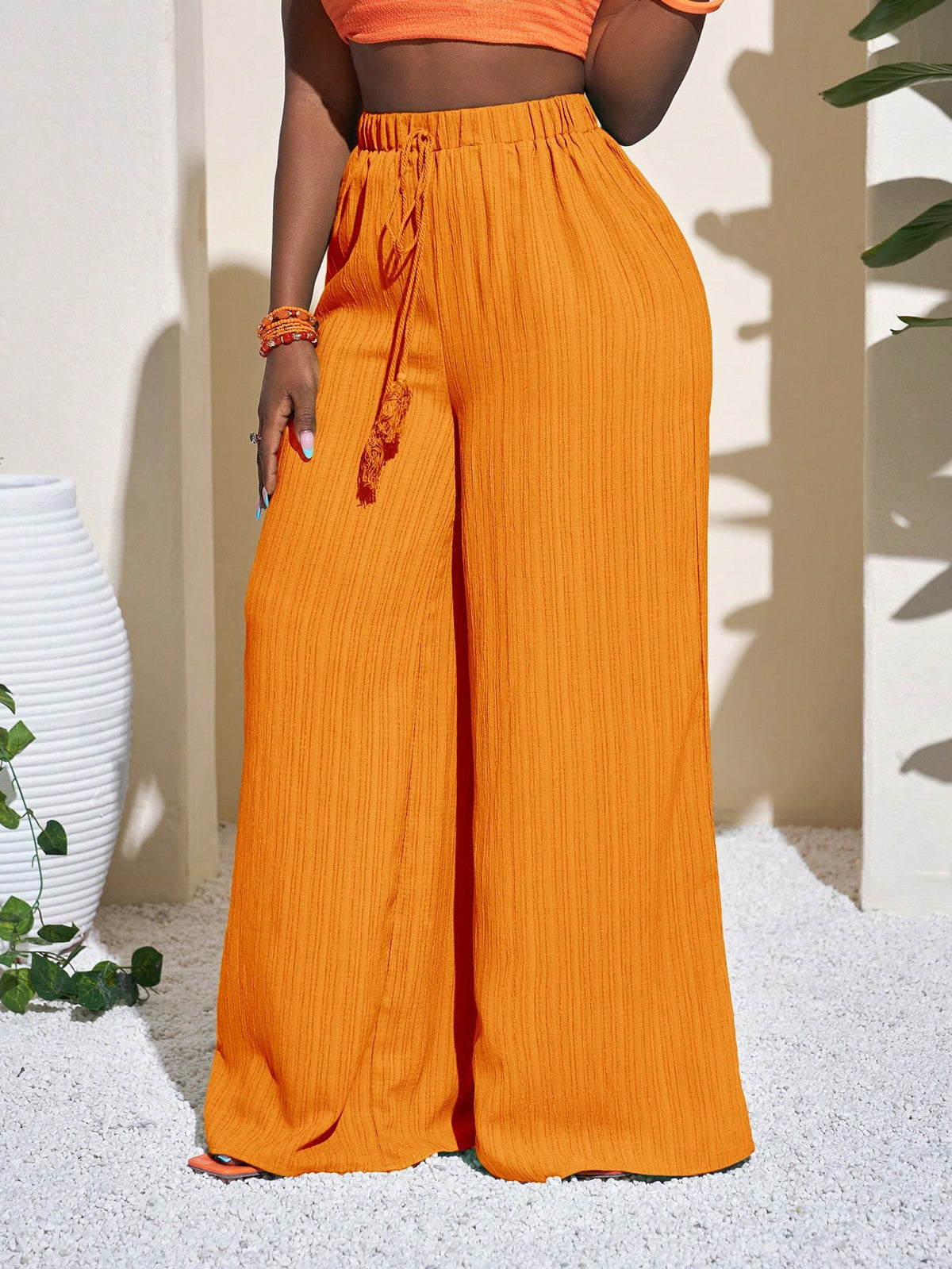 Slaydiva Women's Full Length Geometric Green Resort Pants, Casual Vacation