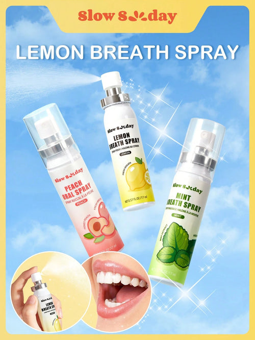 Slow Sunday Lemon Breath Spray, Lemon, Fruit Flavored Mouth Freshener Spray, Go-To For Instantly Refreshing Your Breath, Good Choice For Vacation, Beach, Travel Essentials, Suitable For Summer Oral Ca