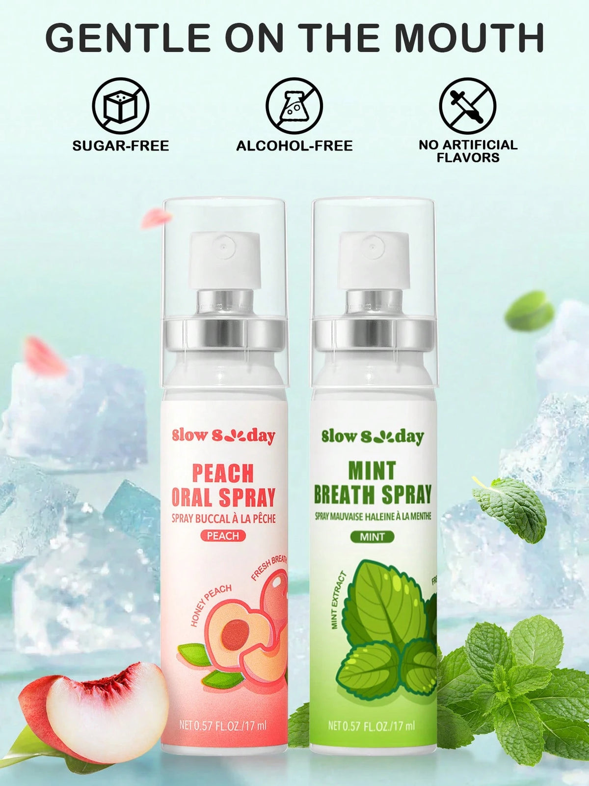 Slow Sunday Lemon Breath Spray, Lemon, Fruit Flavored Mouth Freshener Spray, Go-To For Instantly Refreshing Your Breath, Good Choice For Vacation, Beach, Travel Essentials, Suitable For Summer Oral Ca