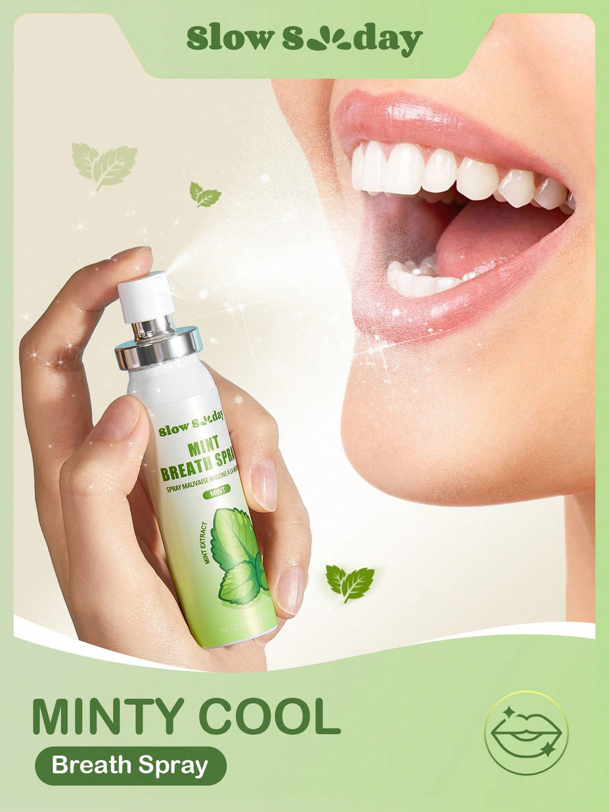 Slow Sunday Lemon Breath Spray, Lemon, Fruit Flavored Mouth Freshener Spray, Go-To For Instantly Refreshing Your Breath, Good Choice For Vacation, Beach, Travel Essentials, Suitable For Summer Oral Ca
