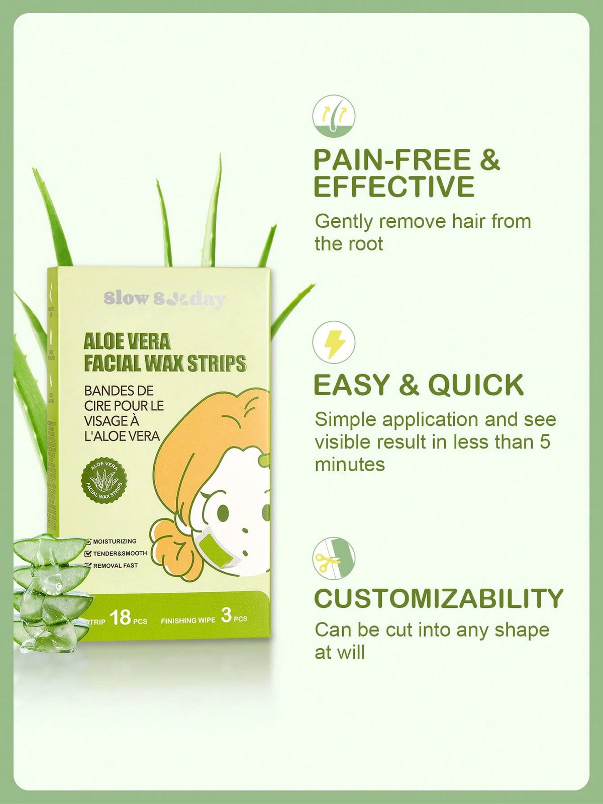 SLOWSUNDAY™ Aloe Vera Facial Wax Strips