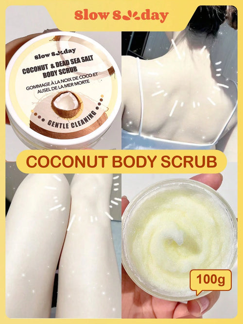 SLOWSUNDAY™ Coconut & Dead Sea Salt Body For Silky Smooth Skin Body Scrub Exfoliates & Restores Skin's Natural Nutrients 100ml