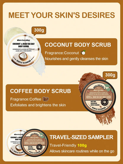 SLOWSUNDAY™ Coconut & Dead Sea Salt Body For Silky Smooth Skin Body Scrub Exfoliates & Restores Skin's Natural Nutrients 100ml