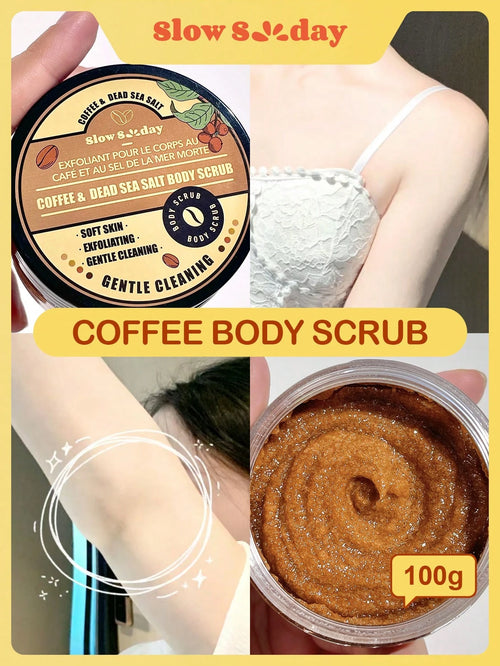 SLOWSUNDAY™ Coffee& Dead Sea Salt Body For Silky Smooth Skin Body Scrub Exfoliates & Restores Skin's Natural Nutrients 100ml