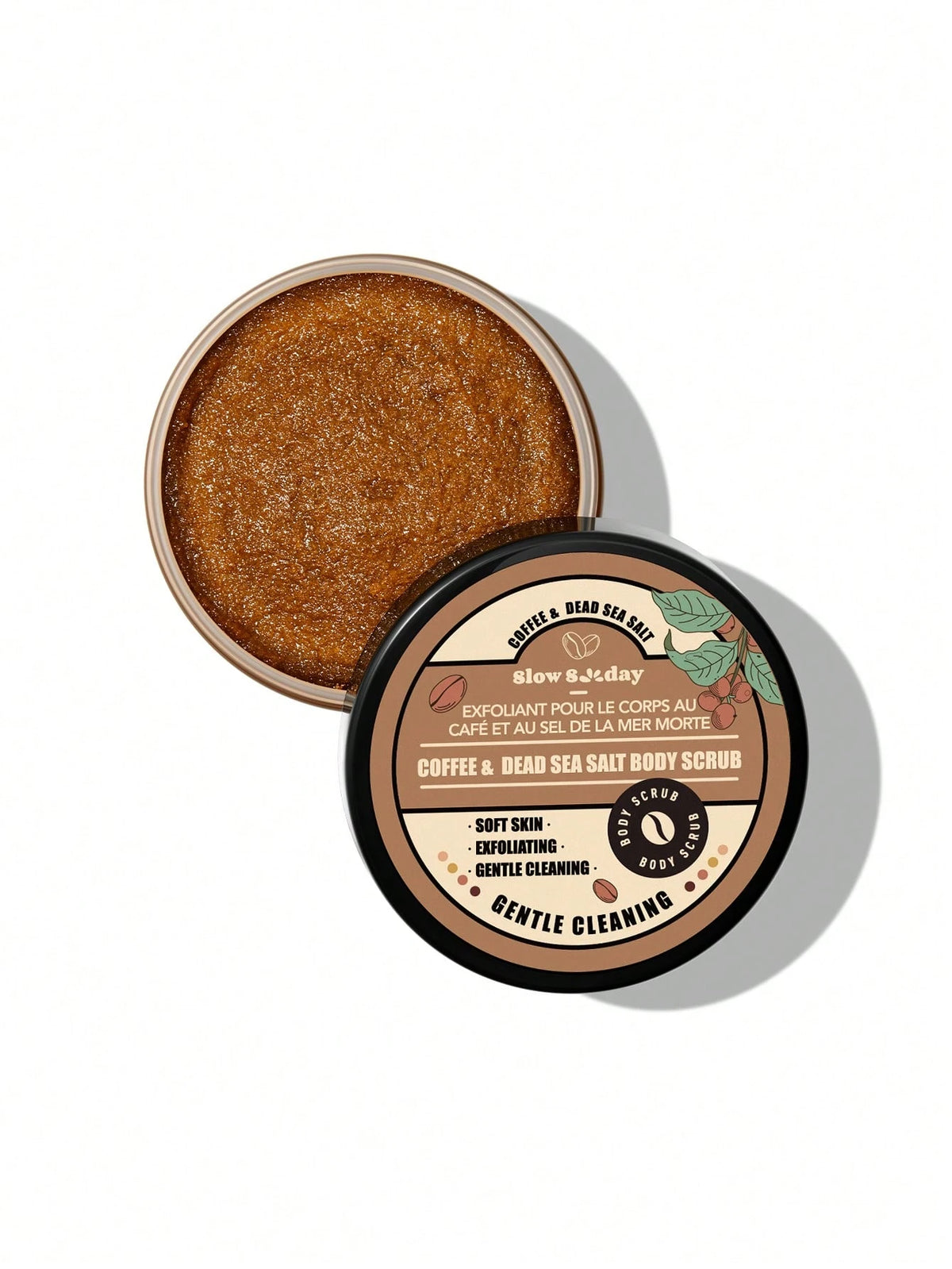 SLOWSUNDAY™ Coffee& Dead Sea Salt Body For Silky Smooth Skin Body Scrub Exfoliates & Restores Skin's Natural Nutrients 100ml