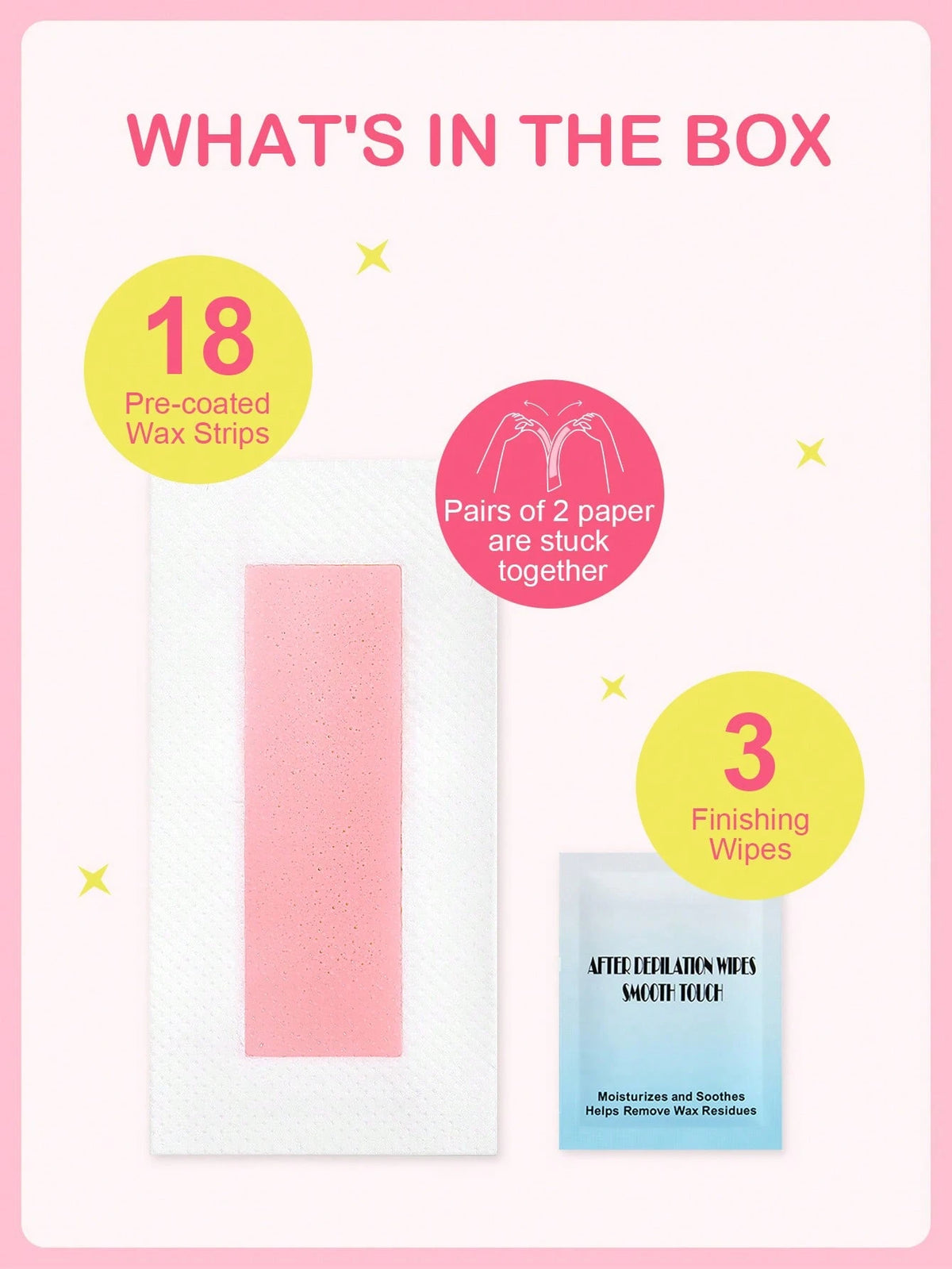 SlowSunday Rose Facial Wax Strips, Wax Hair Removal, Designed For Lips, Eyebrows, For A Soft, Nourished Finish, With Oil Pack To Removes Residue, Ideal For Party, Suitable For Summer