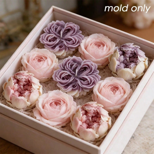 Small Double-Petal Peony Silicone Mold, 3D Realistic Flower Shape With Rich Details, Soft And Durable Mold Resistant To Deformation, Multi-Purpose, Suitable For Making Candles, Soaps, Plaster, Resin C