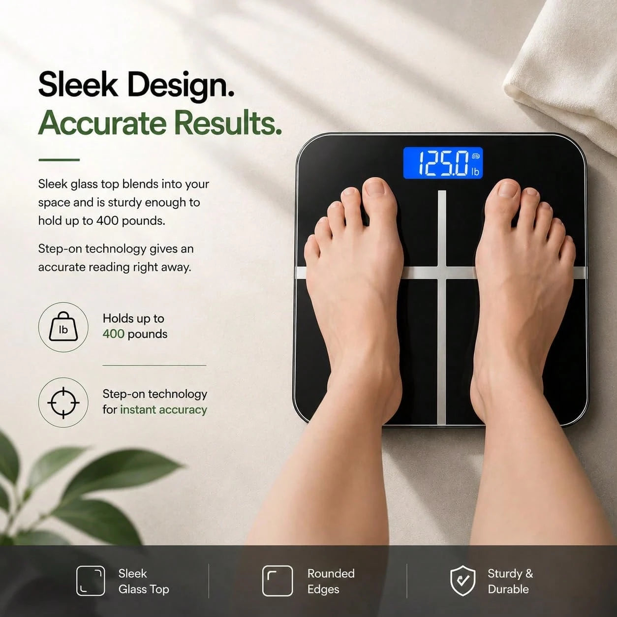 Smart Digital Scale, High-Precision Sensor, LED Display, USB Charging, Maximum Weight Capacity Of 180 Kg, 26 Cm * 26 Cm (Black).