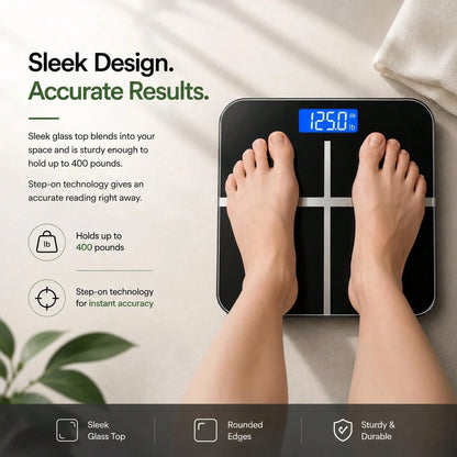 Smart Digital Scale, High-Precision Sensor, LED Display, USB Charging, Maximum Weight Capacity Of 180 Kg, 26 Cm * 26 Cm (Black).