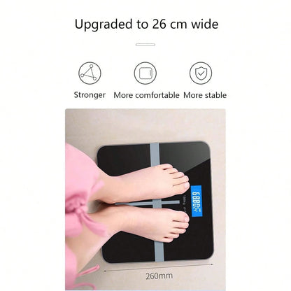 Smart Digital Scale, High-Precision Sensor, LED Display, USB Charging, Maximum Weight Capacity Of 180 Kg, 26 Cm * 26 Cm (Black).
