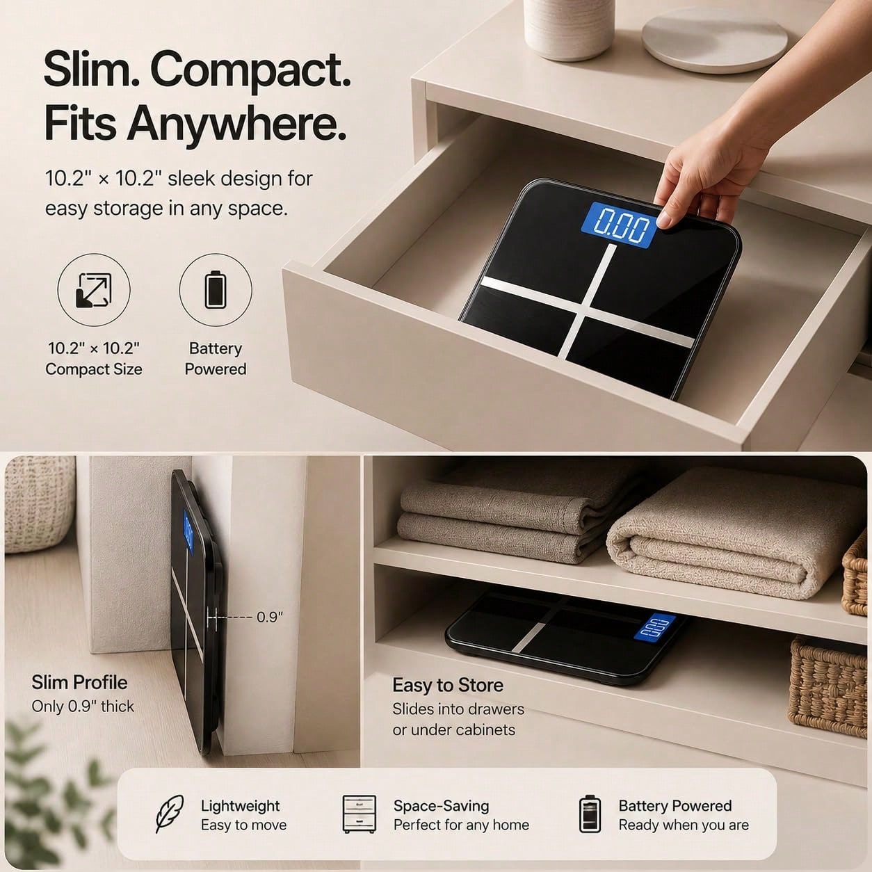 Smart Digital Scale, High-Precision Sensor, LED Display, USB Charging, Maximum Weight Capacity Of 180 Kg, 26 Cm * 26 Cm (Black).