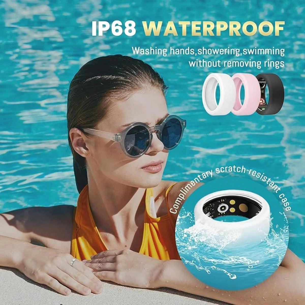 Smart Ring For Women Men, Health Tracker With Heart Rate/Blood Oxygen/Blood Pressure/Sleep Monitoring/Step Counting, IP68 Waterproof Fitness Ring, No App Fees For & Android (Lavender Pink, 6 # )