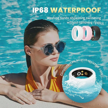 Smart Ring For Women Men, Health Tracker With Heart Rate/Blood Oxygen/Blood Pressure/Sleep Monitoring/Step Counting, IP68 Waterproof Fitness Ring, No App Fees For & Android (Lavender Pink, 6 # )