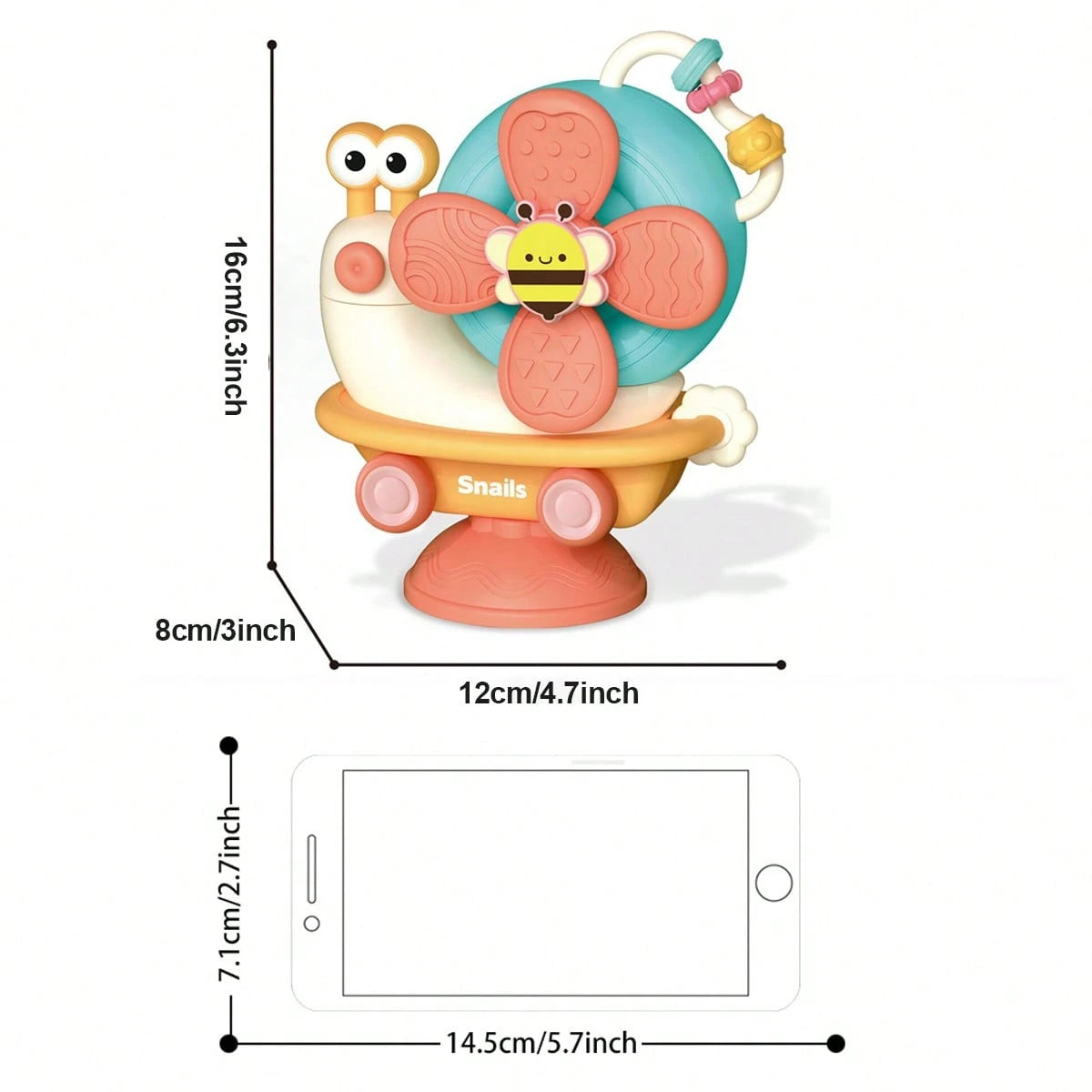 Snail Rotating Toy With Suction Cup, Baby Rattle Montessori Toy, Helps Improve Hands-On Ability And Sensory Development, Suitable For Baby Boys And Girls Children Gift