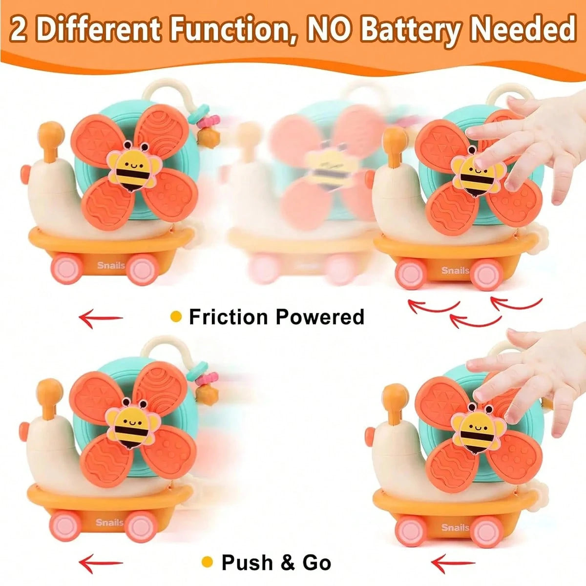 Snail Rotating Toy With Suction Cup, Baby Rattle Montessori Toy, Helps Improve Hands-On Ability And Sensory Development, Suitable For Baby Boys And Girls Children Gift