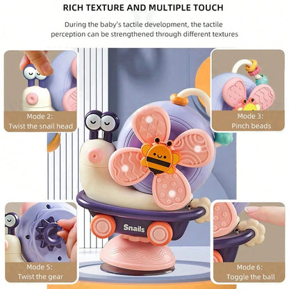 Snail Rotating Toy With Suction Cup, Baby Rattle Montessori Toy, Helps Improve Hands-On Ability And Sensory Development, Suitable For Baby Boys And Girls Children Gift