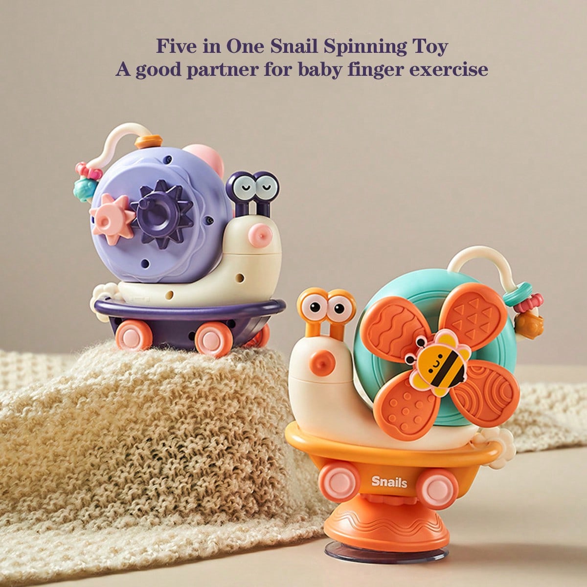 Snail Rotating Toy With Suction Cup, Baby Rattle Montessori Toy, Helps Improve Hands-On Ability And Sensory Development, Suitable For Baby Boys And Girls Children Gift
