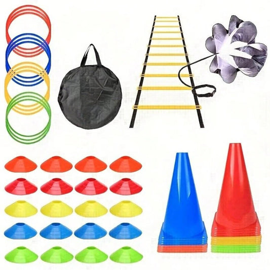 Soccer Agility Training Set, Includes Speed Ladder, Marker Cones, Portable Storage Bag, Outdoor Fitness Training Equipment