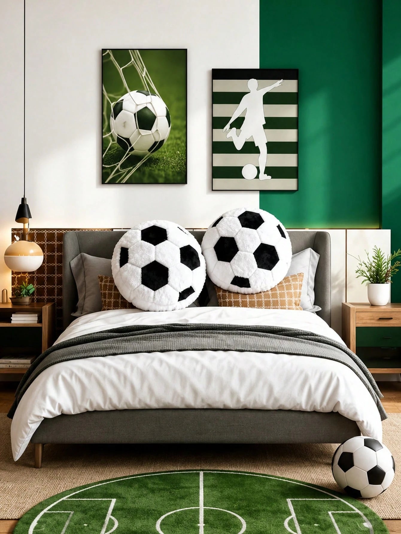Soccer Plush Round Throw Pillow, Realistic Soccer Shaped Sofa Bedroom Cushion, Soft Fluffy Sports Style Decorative Pillow, Ideal Birthday Gift For Soccer Fans