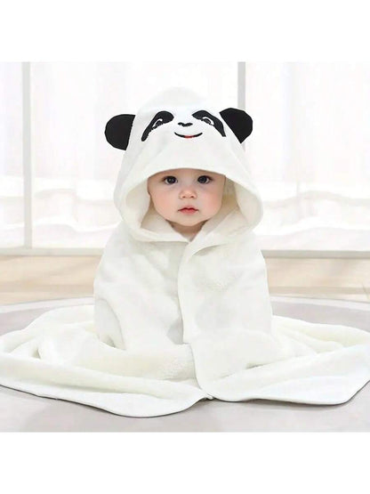 Soft Absorbent Baby Hooded Bath Towel, With Cute Animal Patterns, Made Of Breathable Polyester Fabric, Suitable For Children Shower And Wrap