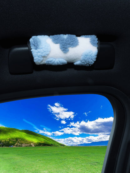 Soft Fluffy Floral Pattern Car Roof Grab Handle Cover, Universal Anti-Slip Roof Grab Handle Protector, Cute Plush Car Interior Decoration Accessory