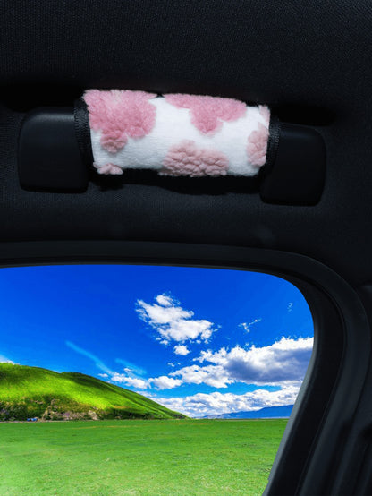 Soft Fluffy Floral Pattern Car Roof Grab Handle Cover, Universal Anti-Slip Roof Grab Handle Protector, Cute Plush Car Interior Decoration Accessory