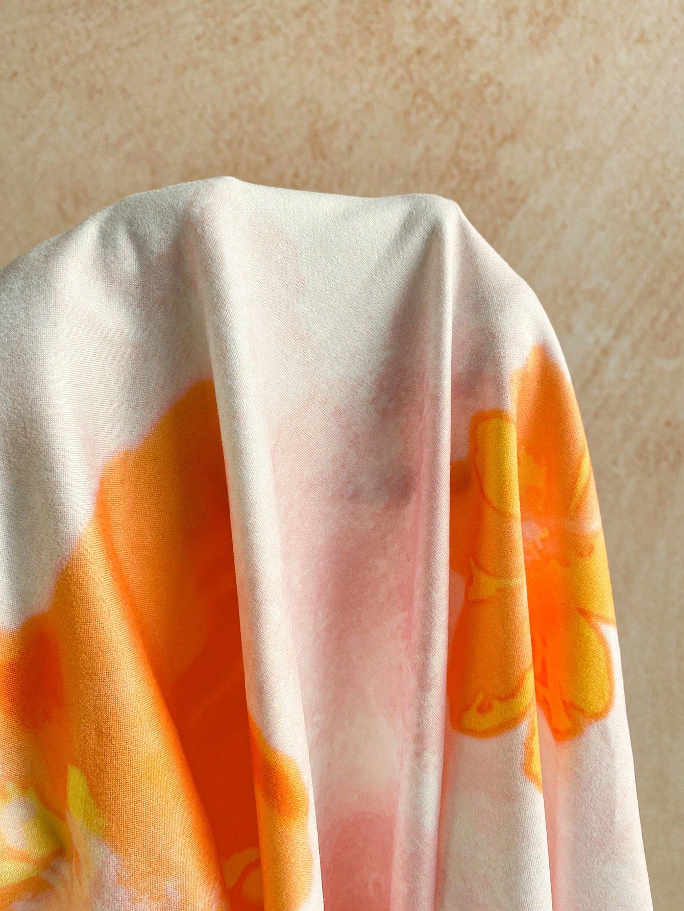 Soleia Holiday Leisure Tropical Orange And White Watercolor Flowers Summer Vacation Draped Neck Cami Dress Floral Sundress Flower Spring Beach Vacation