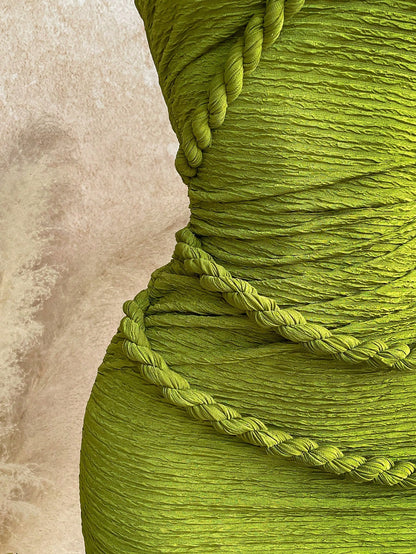 Soleia New None, Twist Strap Bodycon Mini Dress, Bohemian Bandage Sexy, Boho, Summer Women Clothes, Vintage, Night Out Lime Green
